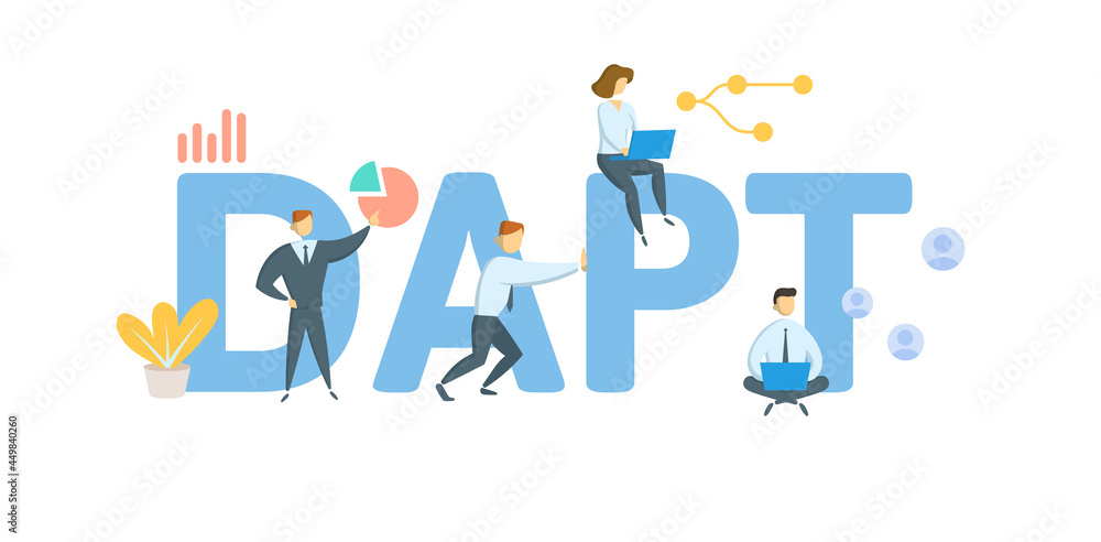 DAPT, Domestic Asset Protection Trust. Concept with keyword, people and icons. Flat vector illustration. Isolated on white. DAPT, Domestic Asset Protection Trust. Concept with keyword, people and icons. Flat vector illustration. Isolated on white.