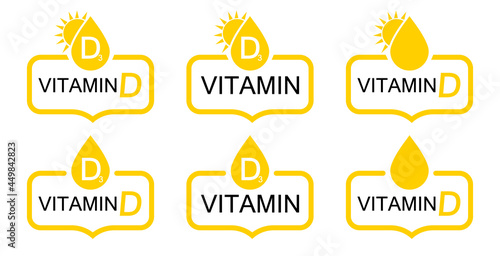 Vitamin D and D3, set icons, isolated symbols, vector illustration