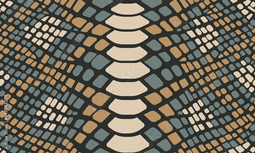 Trendy natural snake skin vector seamless pattern. Hand drawn wild animal reptile skin, green snake repeat texture for fashion print design, fabric, textile, wrapping paper, background, wallpaper