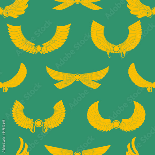 Seamless pattern with ancient egyptian symbol Winged sun for your project