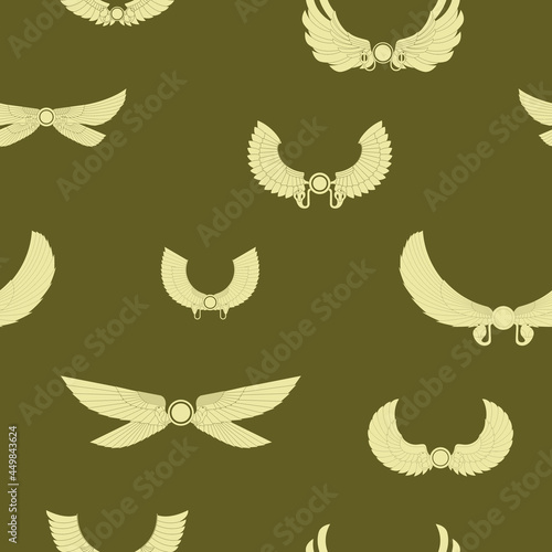 Seamless pattern with ancient egyptian symbol Winged sun for your project