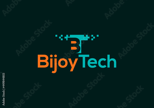 Bijoy Tech Abstract BT Tech logo design template
