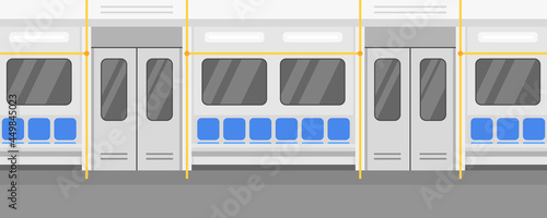 Empty subway car interior, public city transport. Vector illustration