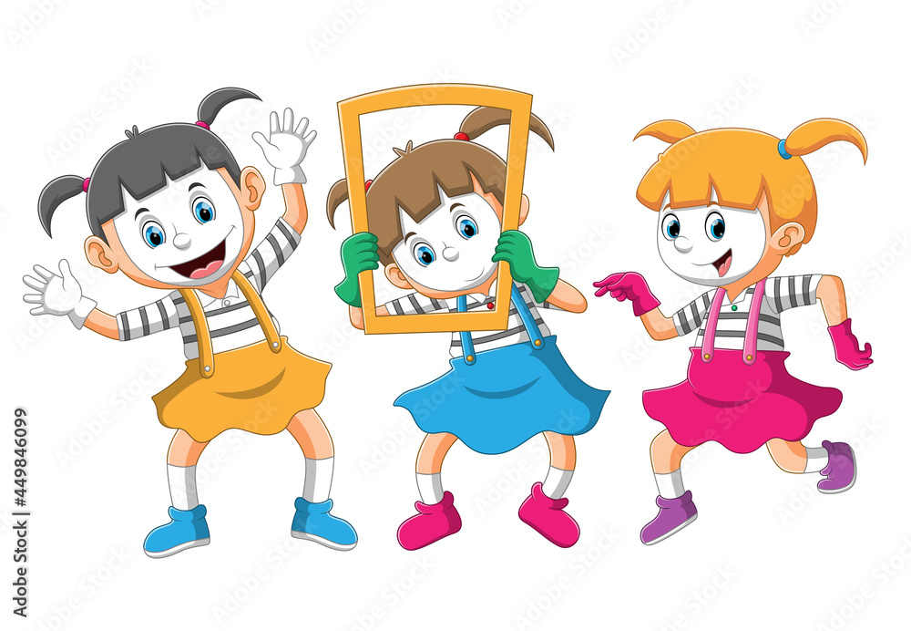 The collection of the girls doing pantomime with the cute dresses The collection of the girls doing pantomime with the cute dresses