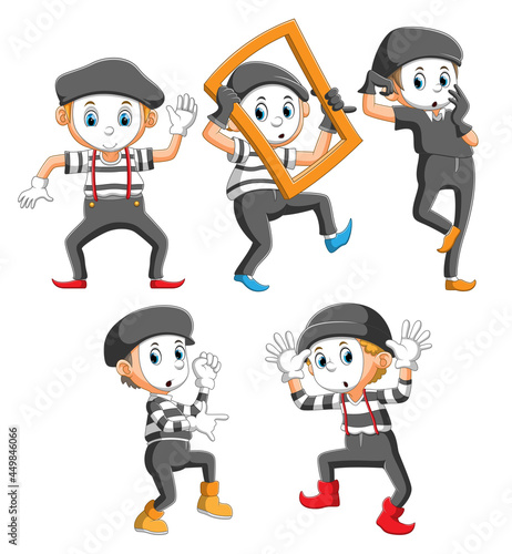 The collection of the pantomime with the different expression