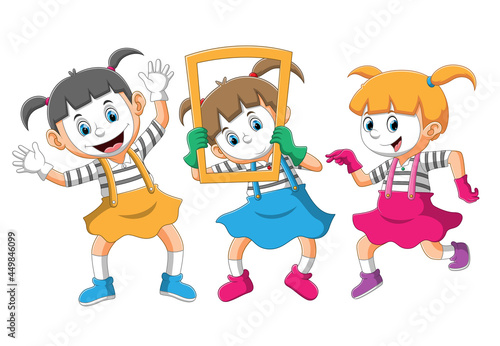 The collection of the girls doing pantomime with the cute dresses