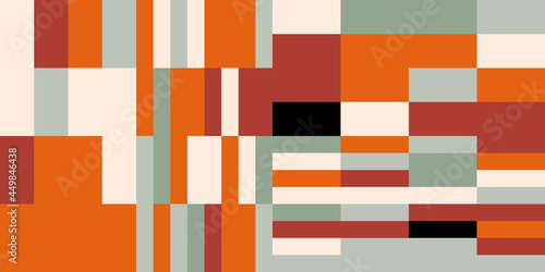 Modern vector abstract  geometric background with circles, rectangles and squares  in retro  style. Pastel colored simple shapes graphic pattern. Abstract mosaic artwork.