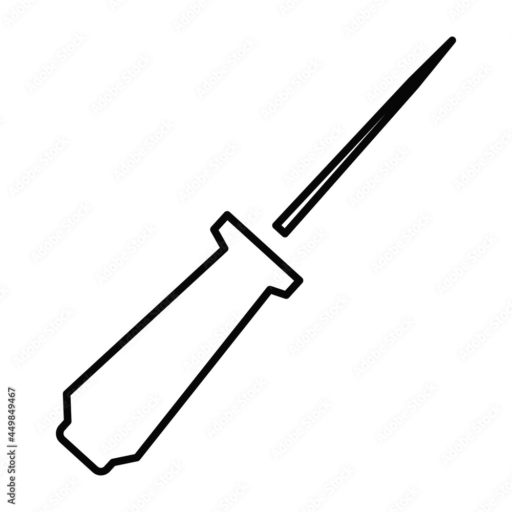 Awl icon. A needle with a handle used for piercing dense materials. Vector illustration isolated on a white background for design and web.