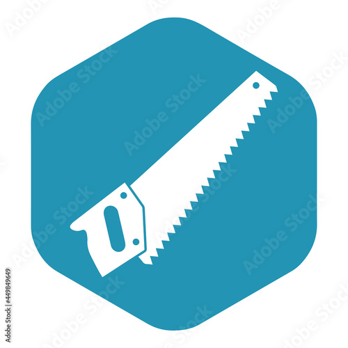 Saw icon. Carpenter's tool with teeth for cutting wood. Vector illustration isolated on a white background for design and web. photo