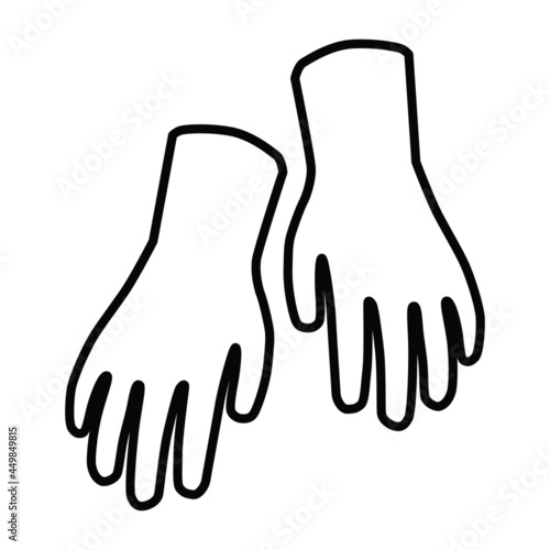 Glove icon. Protection for hands for working in the garden, cleaning and medical purposes. Vector illustration isolated on white background for design and web.