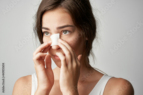 woman with damaged nose injury treatment health medicine