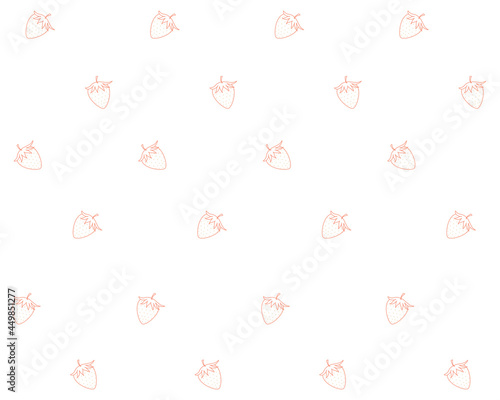 seamless pink strawberries line art on white background vector illustration. Fruit fabric pattern.