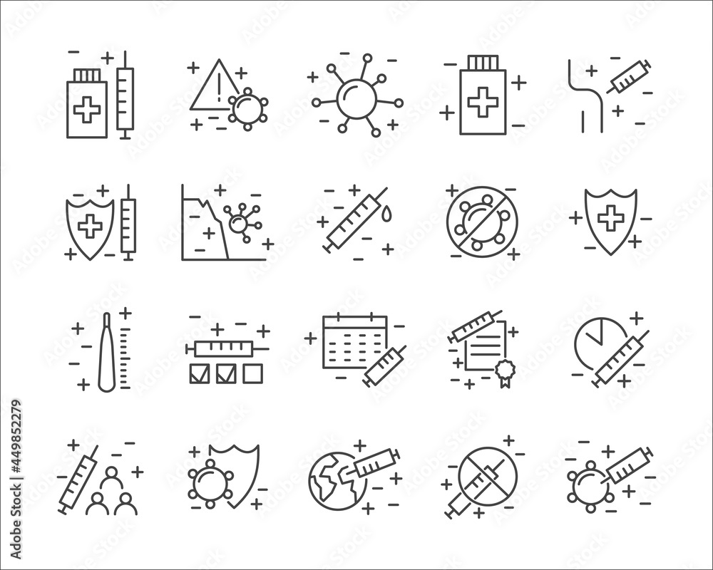 Vaccination and immunization line icon set. Collection of editable stroke symbols. Vaccines against virus, vaccination sheldule, anti vaccine, shield virus. Flu, hepatitis, measles covid prevention Vaccination and immunization line icon set. Collection of editable stroke symbols. Vaccines against virus, vaccination sheldule, anti vaccine, shield virus. Flu, hepatitis, measles covid prevention