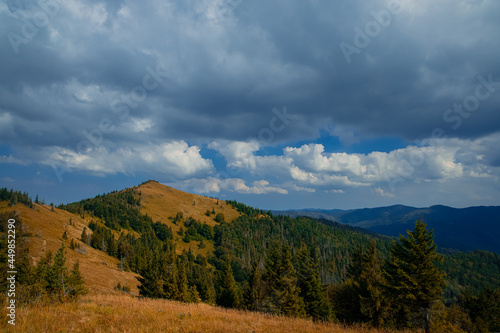 autumn September season mountain ridge nature photography landscape scenic view in dramatic cloudy weather time