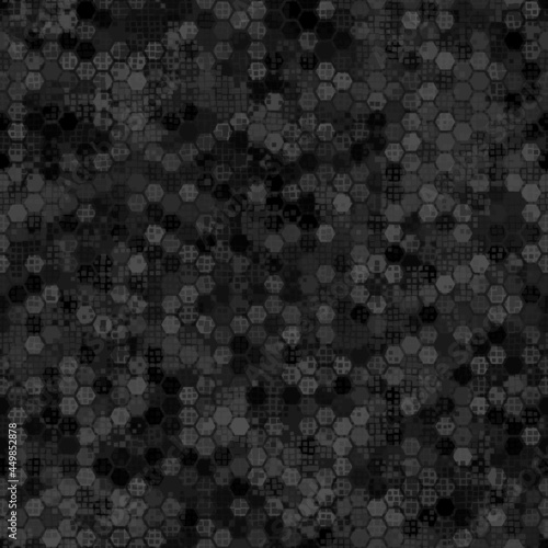 Hexagonal gray and black abstract geometric seamless pattern background