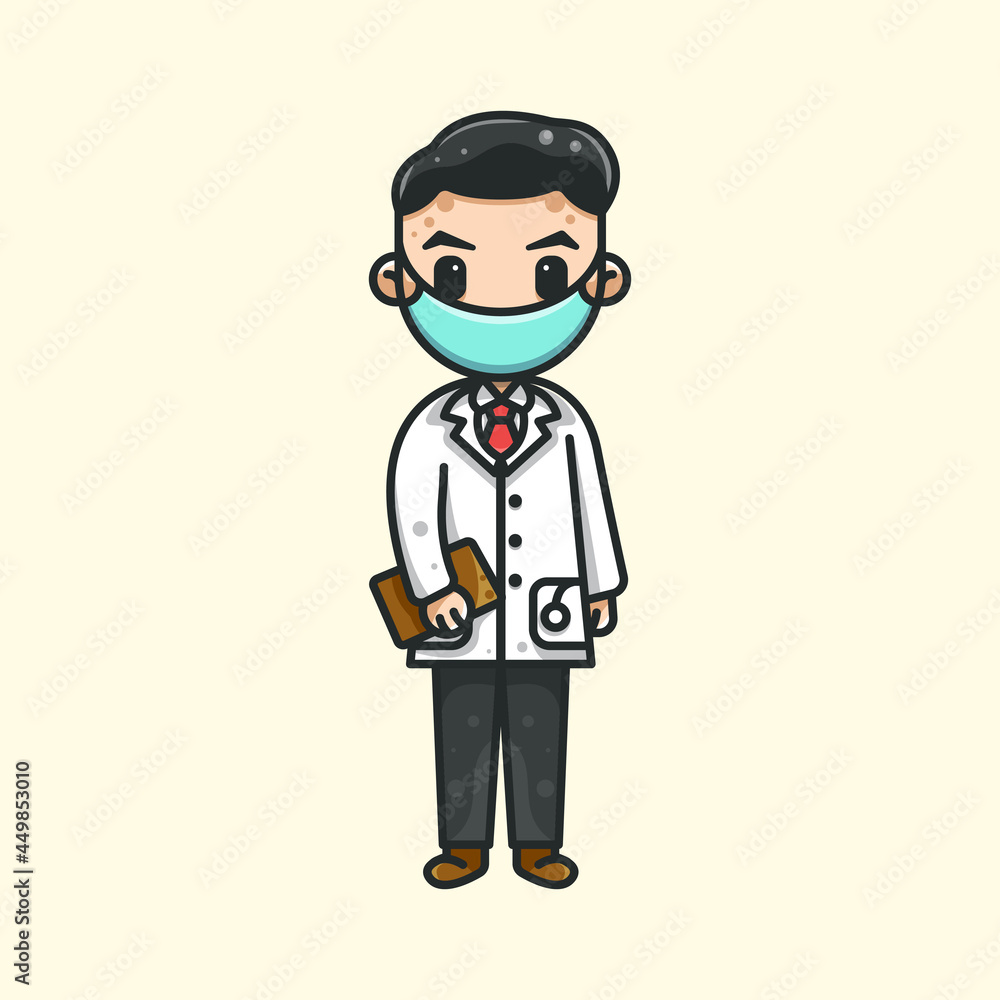 DOCTOR WITH MASK FOR CHARACTER, ICON, LOGO, STICKER AND ILLUSTRATION DOCTOR WITH MASK FOR CHARACTER, ICON, LOGO, STICKER AND ILLUSTRATION