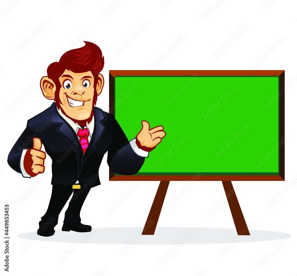 monkey officer mascot cartoon in vector monkey officer mascot cartoon in vector