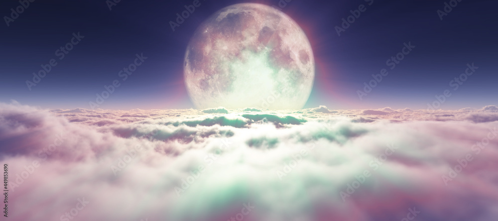 above clouds full moon illustration above clouds full moon illustration