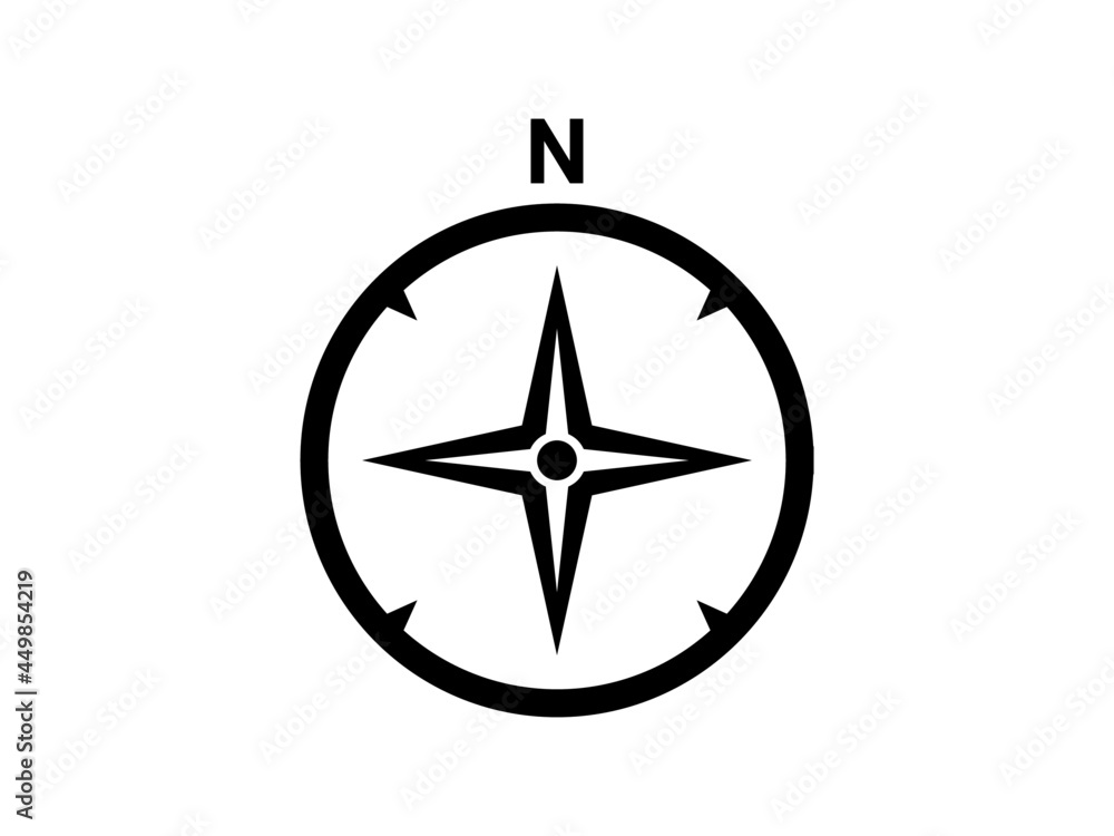 Map direction symbol. North sign. Black compass. Map direction symbol. North sign. Black compass.
