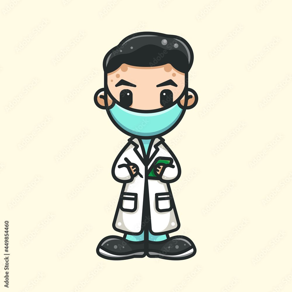 NURSE WITH MASK FOR CHARACTER, ICON, LOGO, STICKER AND ILLUSTRATION