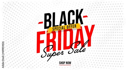 Black Friday super sale special offer banner poster template. Holiday wholesale event promotion. Online marketing campaign. Ecommerce development and advertisement concept. Vector illustration