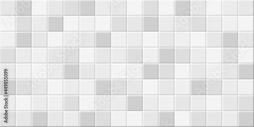 White mosaic wall tile texture, kitchen or bahtroom tile surface, illustration pixel background