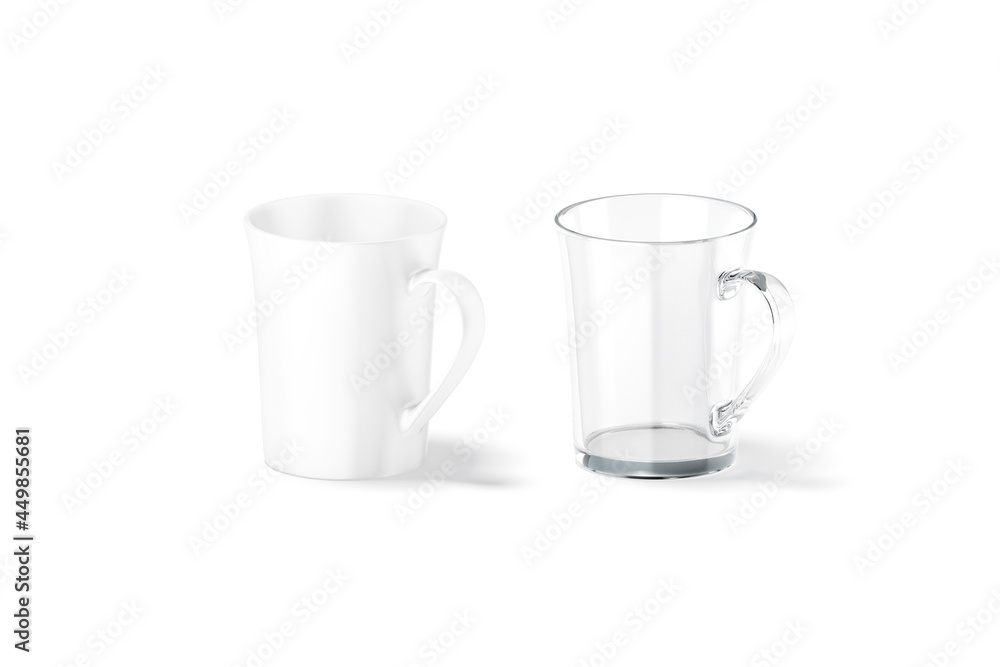 Blank ceramic and glass bell-shaped 11oz mug mockup, side view Blank ceramic and glass bell-shaped 11oz mug mockup, side view