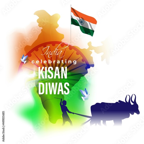 vector illustration for Indian day kisan diwas means farmer days.