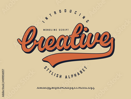 Creative. Monoline Script Font. Vector