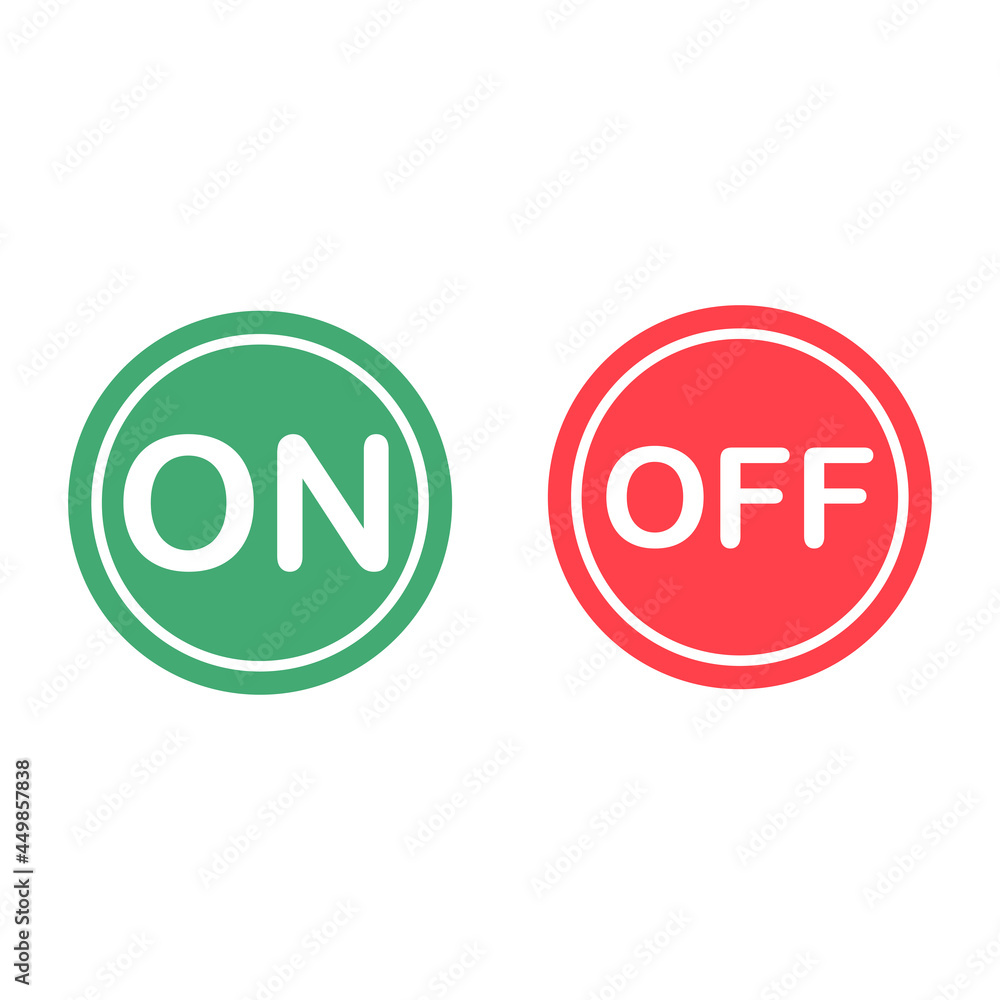 Set of 2 On Off icons simple power push button design, the Off button ...