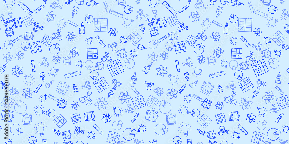 Back to School seamless pattern. Learning concept. Background with school signs. Vector illustration science texture. Back to School seamless pattern. Learning concept. Background with school signs. Vector illustration science texture.