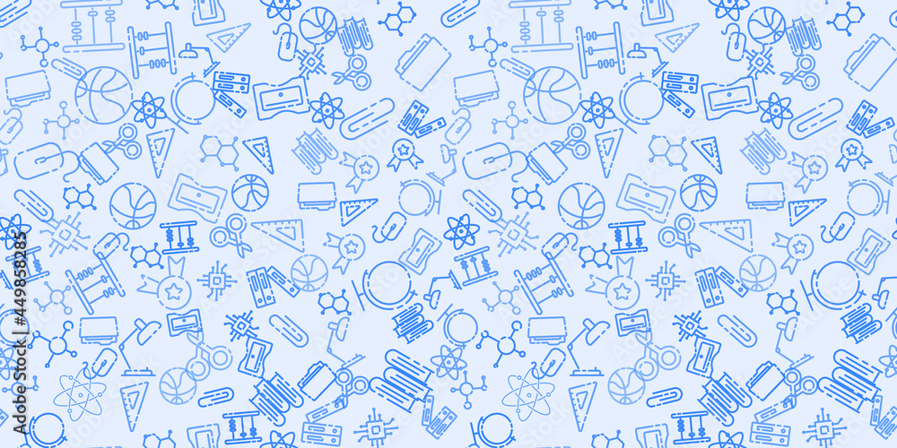 Back to School seamless pattern. Learning concept. Background with school signs. Vector illustration science texture. Back to School seamless pattern. Learning concept. Background with school signs. Vector illustration science texture.