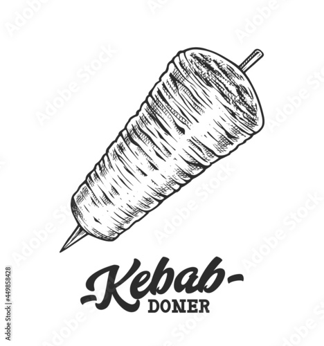 Doner Kebab Retro Emblem Monochrome