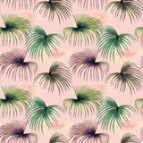 Watercolor painting colorful palm leaves seamless pattern on pink background.Watercolor hand drawn illustration tropical exotic leaf prints for wallpaper,textile Hawaii aloha jungle pattern.