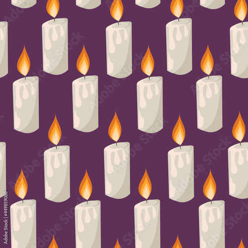 Autumn seamless pattern with candles
