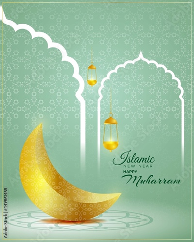 vector illustration for festive concept background of Islamic new year, new Hijari year- happy muharram