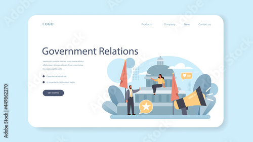 Government PR web banner or landing page. Political party
