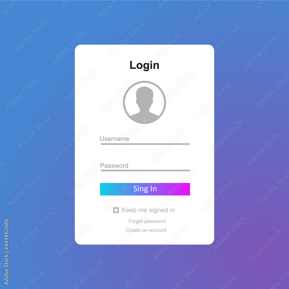 Naklejka premium Member login form interface. For web page, site, mobile applications, art illustration, design theme, modern menu, contact empty box, banner. Log in ui.