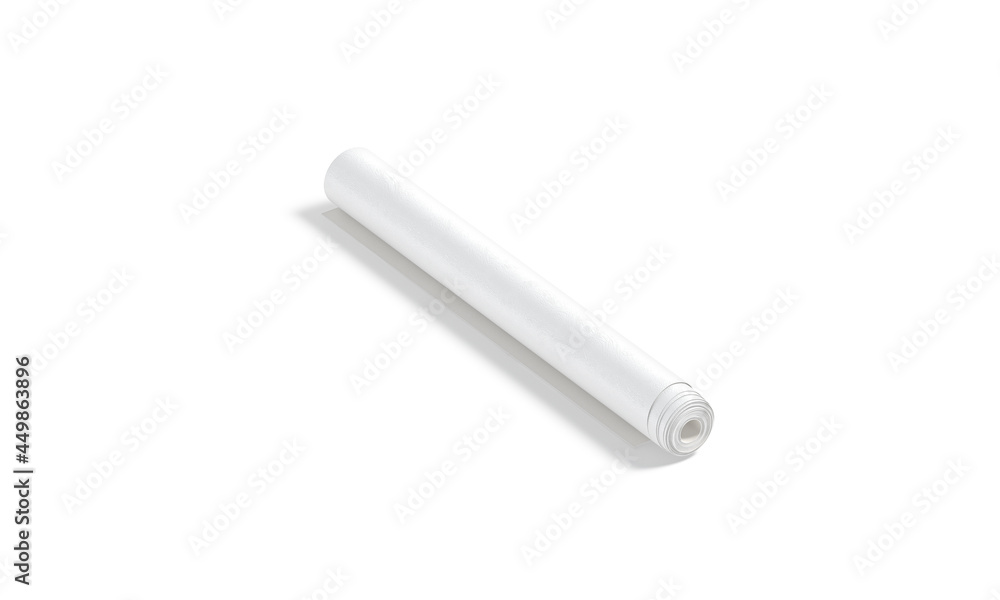 Blank white wallpaper twisted roll mockup, side view Blank white wallpaper twisted roll mockup, side view