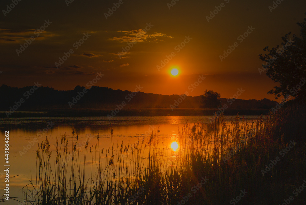 sunset over the river