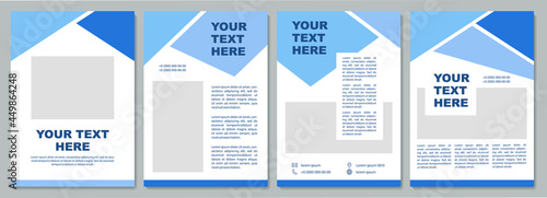 Geometric blue informational brochure template. Flyer, booklet, leaflet print, cover design with copy space. Your text here. Vector layouts for magazines, annual reports, advertising posters