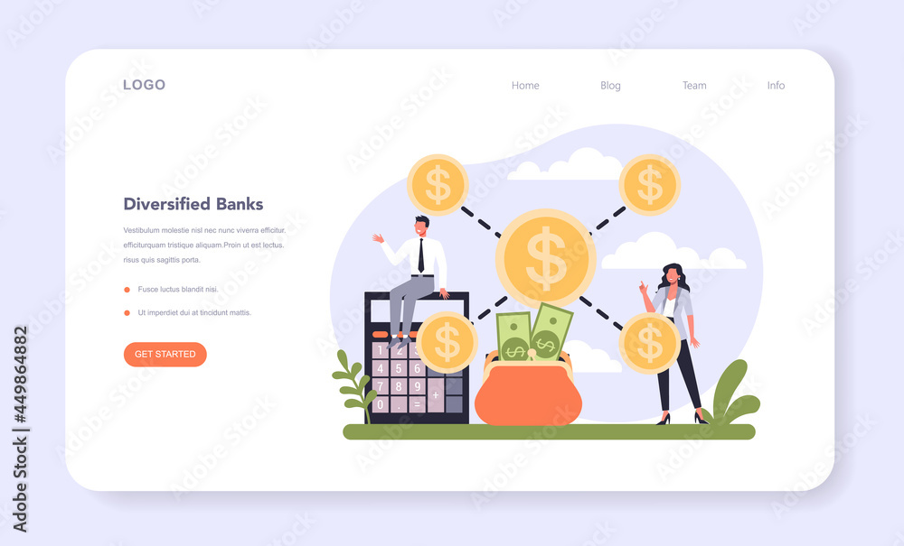 Banking industry sector of the economy web banner or landing page Banking industry sector of the economy web banner or landing page