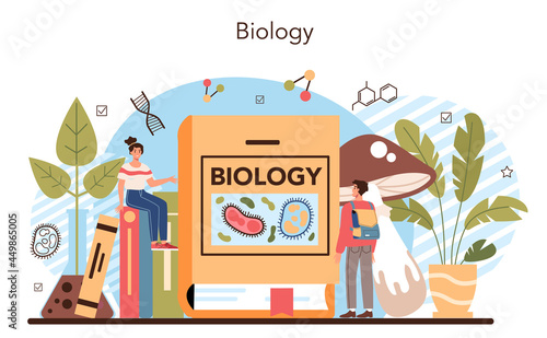 Biology school subject concept. Students exploring nature and living