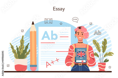 English class concept. Study foreign languages in school or university