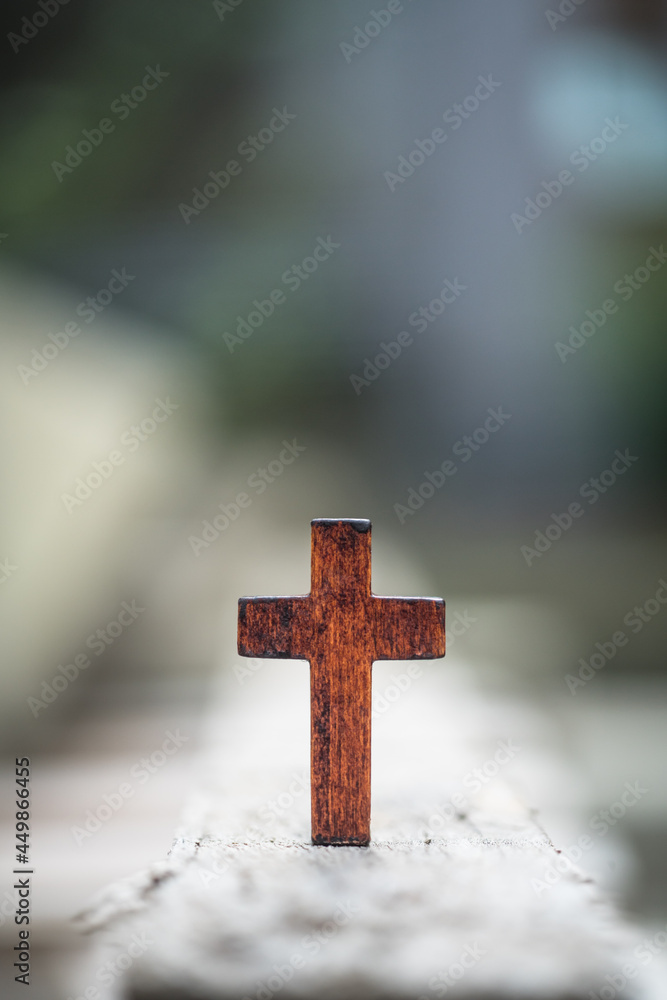 Pain marks and. Wooden Cross.