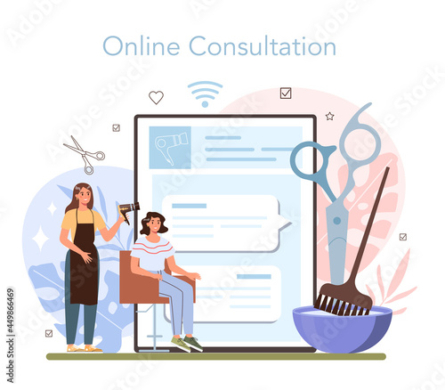 Hairdresser online service or platform. Idea of hair care in salon