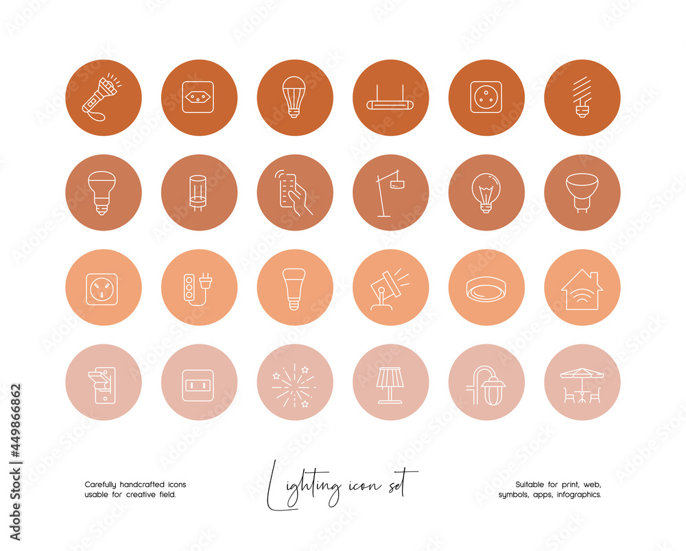 Set of hand drawn line art vector lighting illustrations. Vector line icons set for social media story highlight covers. Set of hand drawn line art vector lighting illustrations. Vector line icons set for social media story highlight covers.