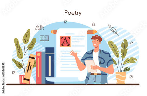 Literature school subject. Study ancient writer and modern novel.