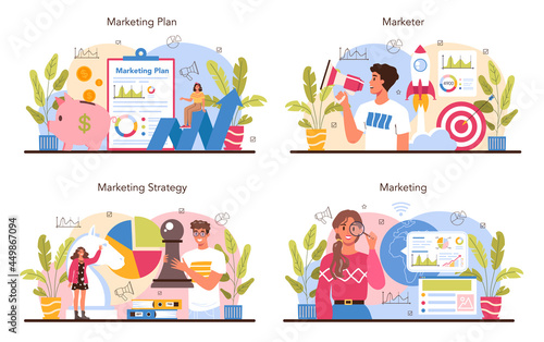 Marketer. Marketing strategy and communucation with a customer