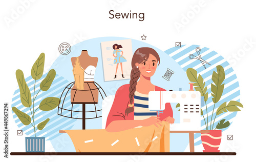 Crafting and modeling school course. Teacher learning students to craft.